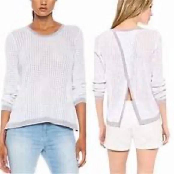RAG & BONE ARIANA PERFORATED WHITE/GRAY SWEATER XS! - Picture 2 of 9